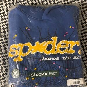 Blue Hoodie with Yellow Graphic